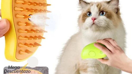 cepillo vaporizador 3 en 1 para mascotas