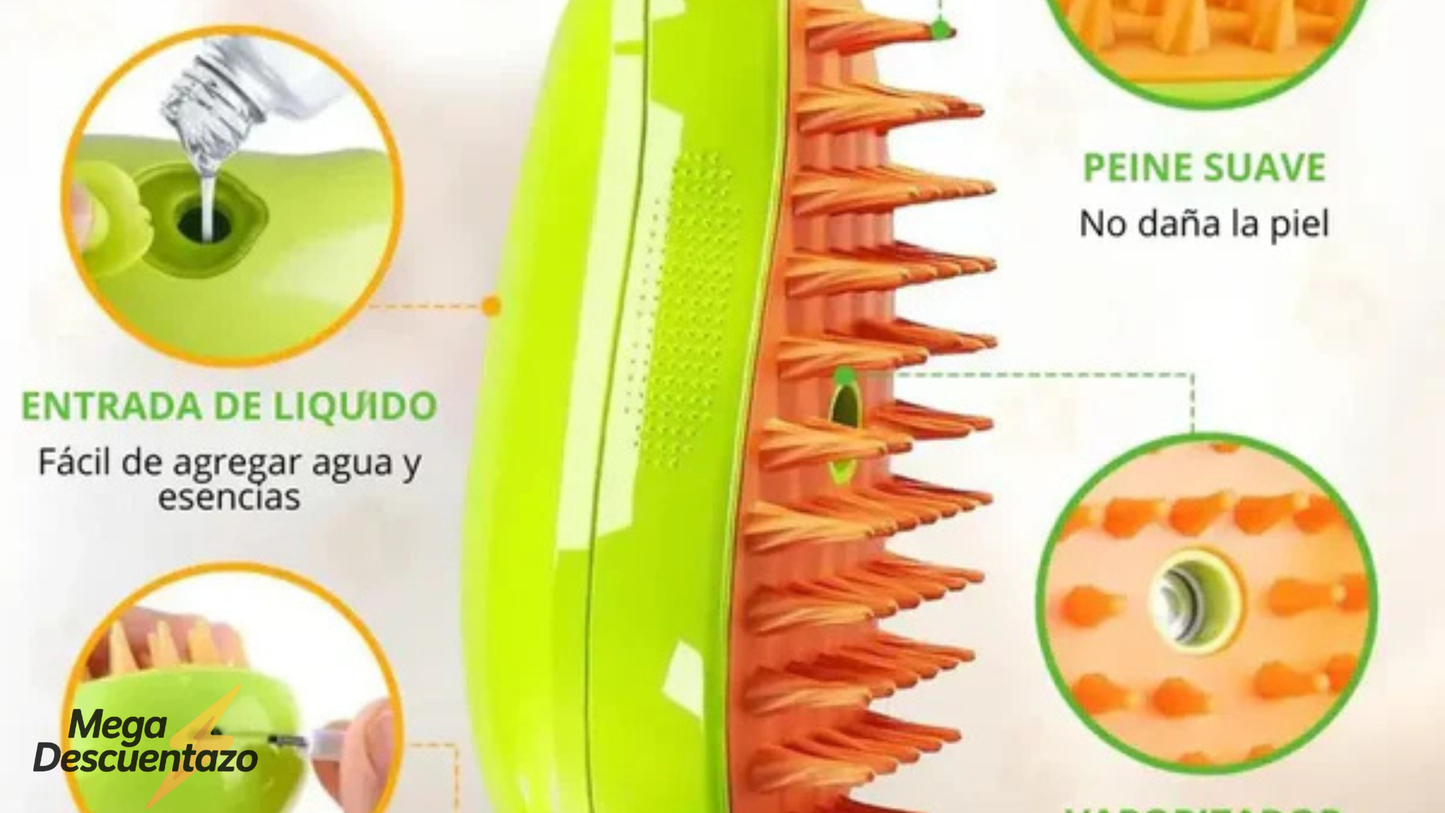 cepillo vaporizador 3 en 1 para mascotas